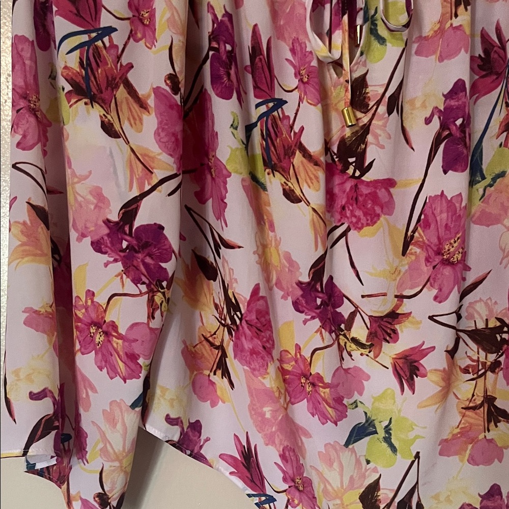 INC International Concepts Floral Pink Peasant Blouse - Picture 2 of 9